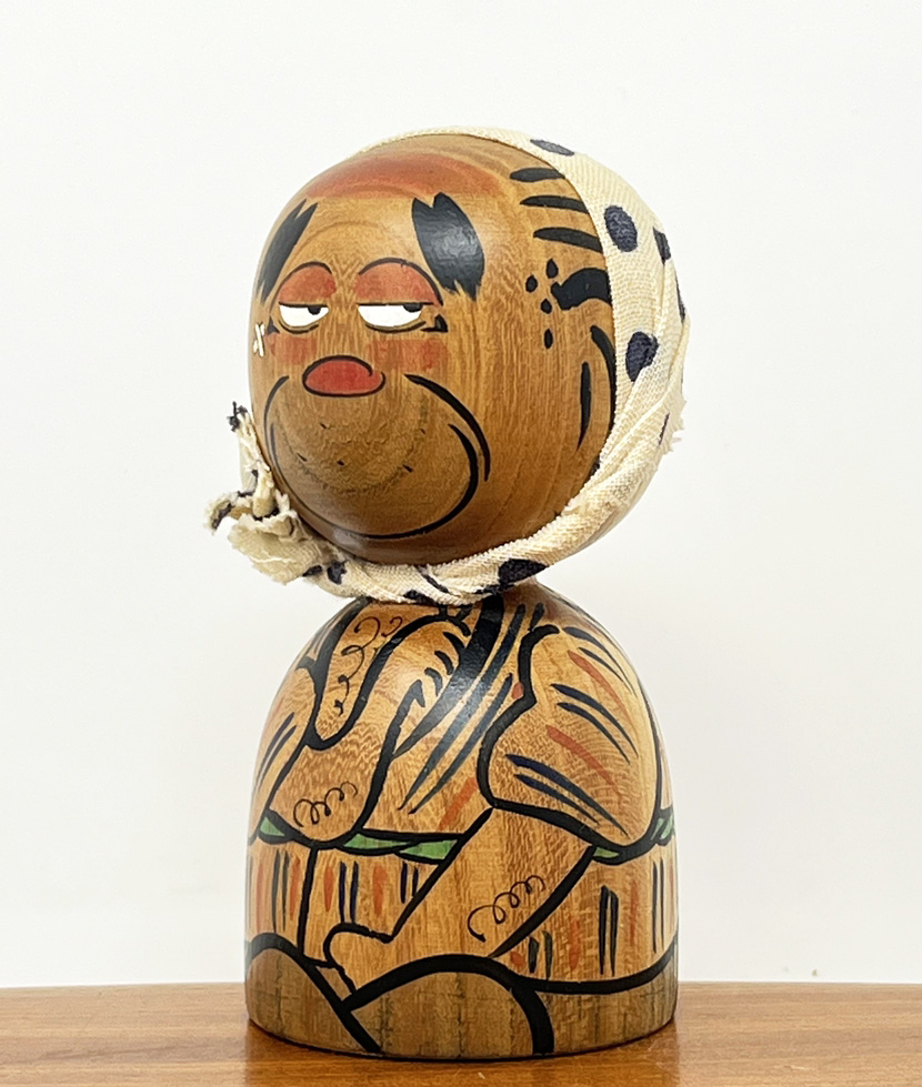 Rara kokeshi vintage "Ubriacone" di Miura Setsuko - immagine 2