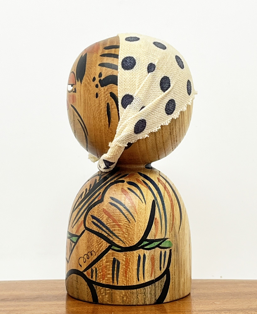 Rara kokeshi vintage "Ubriacone" di Miura Setsuko - immagine 3
