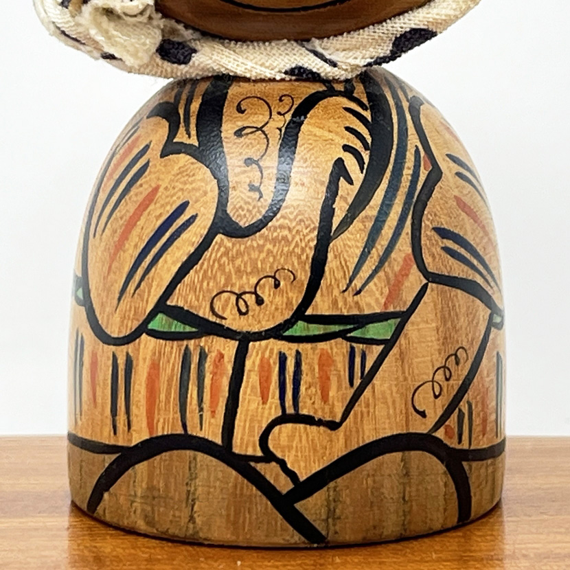 Rara kokeshi vintage "Ubriacone" di Miura Setsuko - immagine 7