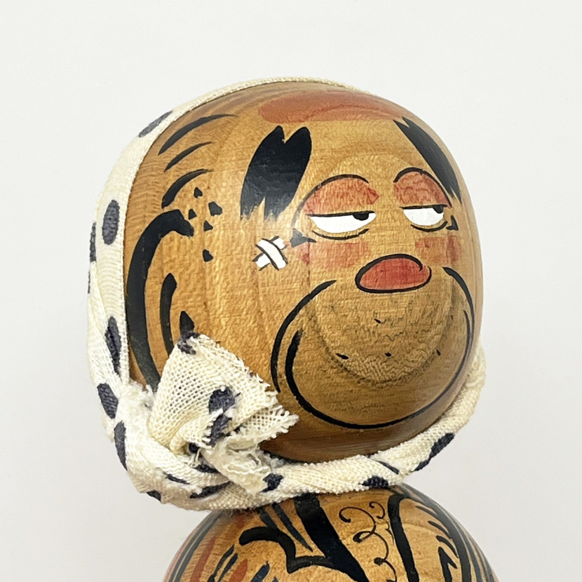 Rara kokeshi vintage "Ubriacone" di Miura Setsuko - immagine 8