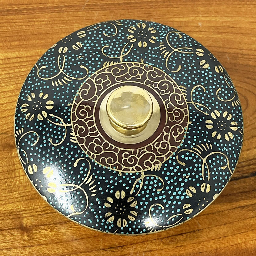 Servizio da tè vintage giapponese Kutani-yaki “Aotsubu” – Set di 5 tazze con coperchio firmate Shōgetsu – Con scatola originale - immagine 6