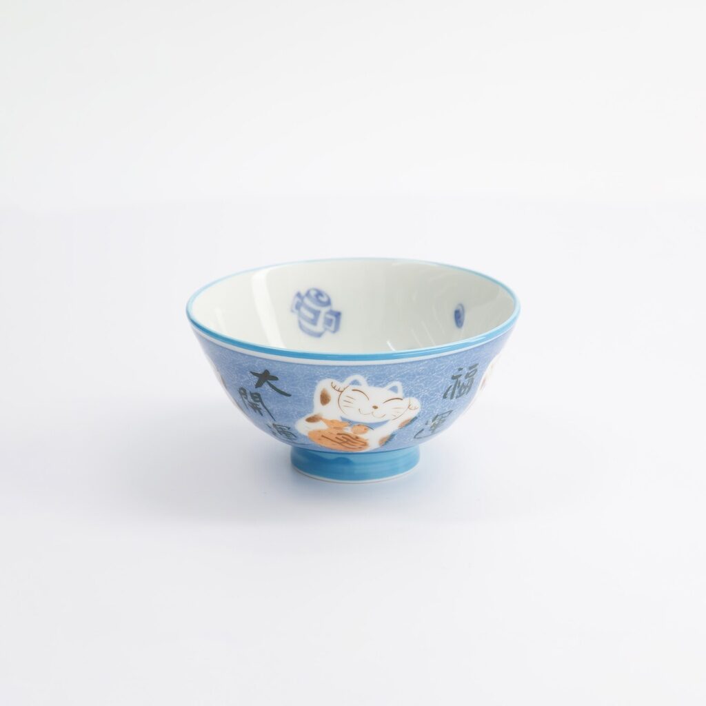 Ciotola da riso giapponese Kawaii maneki-neko blu - immagine 2
