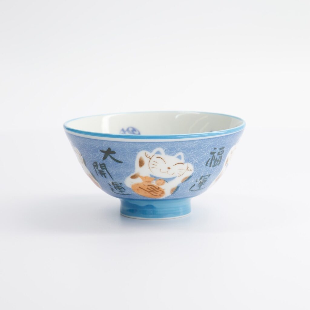 Ciotola da riso giapponese Kawaii maneki-neko blu - immagine 3