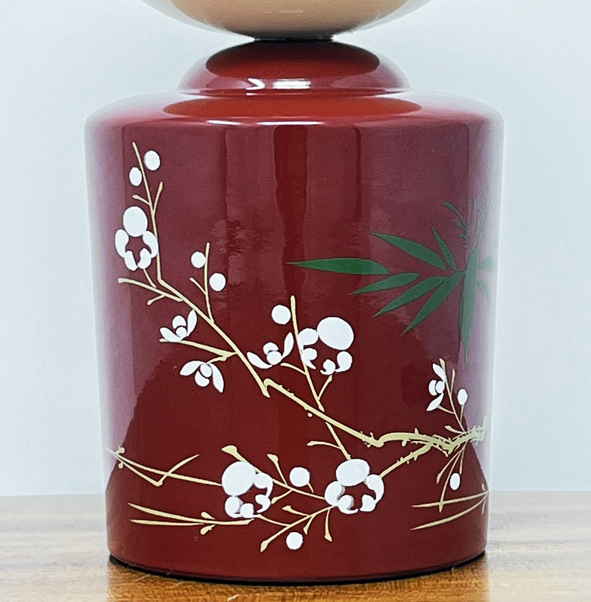 Pregiata kokeshi urushi - Ragazza dei fiori di Pruno - di Yanagiyama - immagine 6