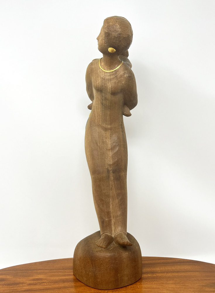 Pregiata scultura in legno “Boshigumo” – "Madre e figlio tra le nuvole" di Ono Naoko, con confezione in legno (39 cm) - immagine 3