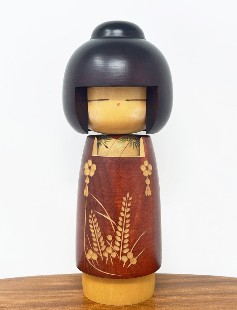 Raffinata kokeshi vintage "Shijō" - "Sentimento Poetico" di Suigai Sato (25,5cm) - immagine 5