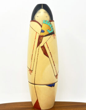 Rara kokeshi vintage da collezione "Gin" - La Voce della Poesia di Sansaku Sekiguchi (26cm)