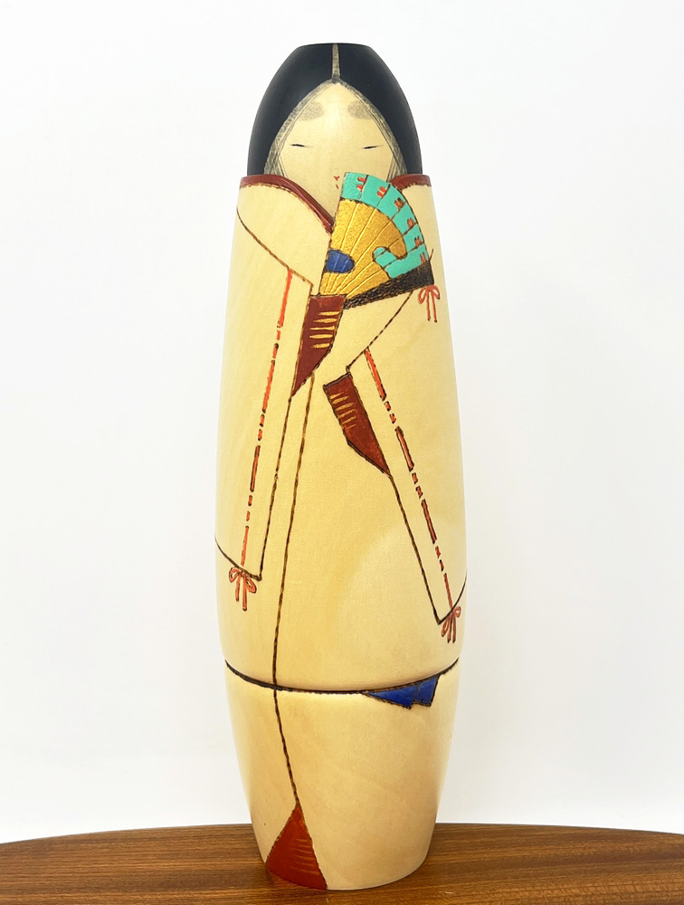 Rara kokeshi vintage da collezione "Gin" - La Voce della Poesia di Sansaku Sekiguchi (26cm)