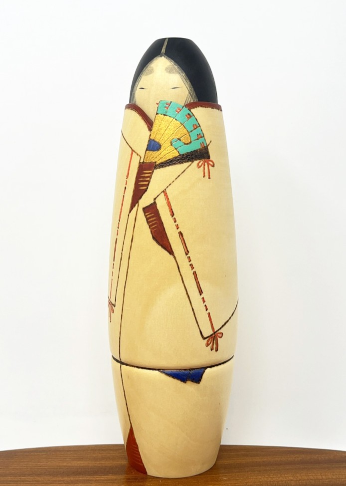 Rara kokeshi vintage da collezione "Gin" - La Voce della Poesia di Sansaku Sekiguchi (26cm) - immagine 2