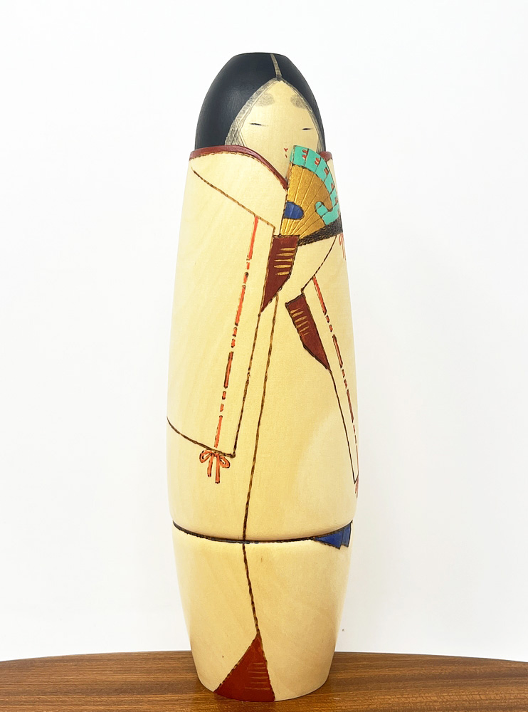 Rara kokeshi vintage da collezione "Gin" - La Voce della Poesia di Sansaku Sekiguchi (26cm) - immagine 10