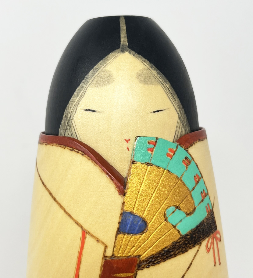 Rara kokeshi vintage da collezione "Gin" - La Voce della Poesia di Sansaku Sekiguchi (26cm) - immagine 4