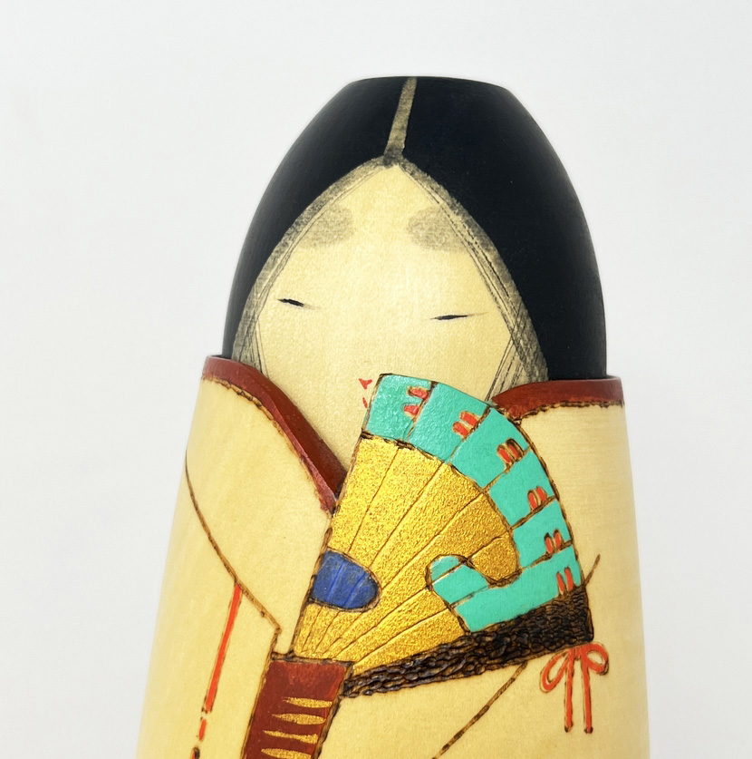 Rara kokeshi vintage da collezione "Gin" - La Voce della Poesia di Sansaku Sekiguchi (26cm) - immagine 6