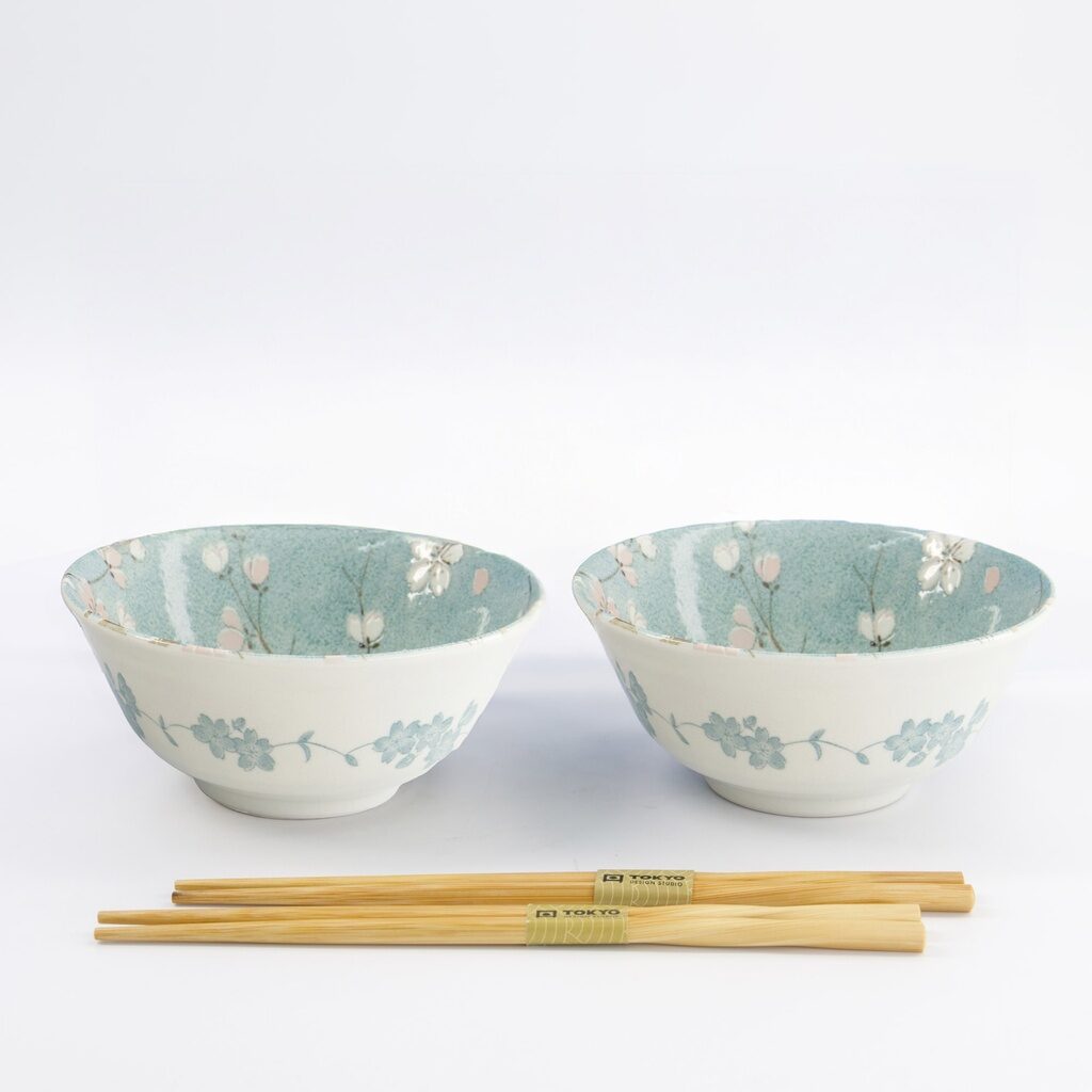 Set 2 ciotole giapponesi Fujisakura verde con bacchette – Tokyo Design Studio - immagine 4