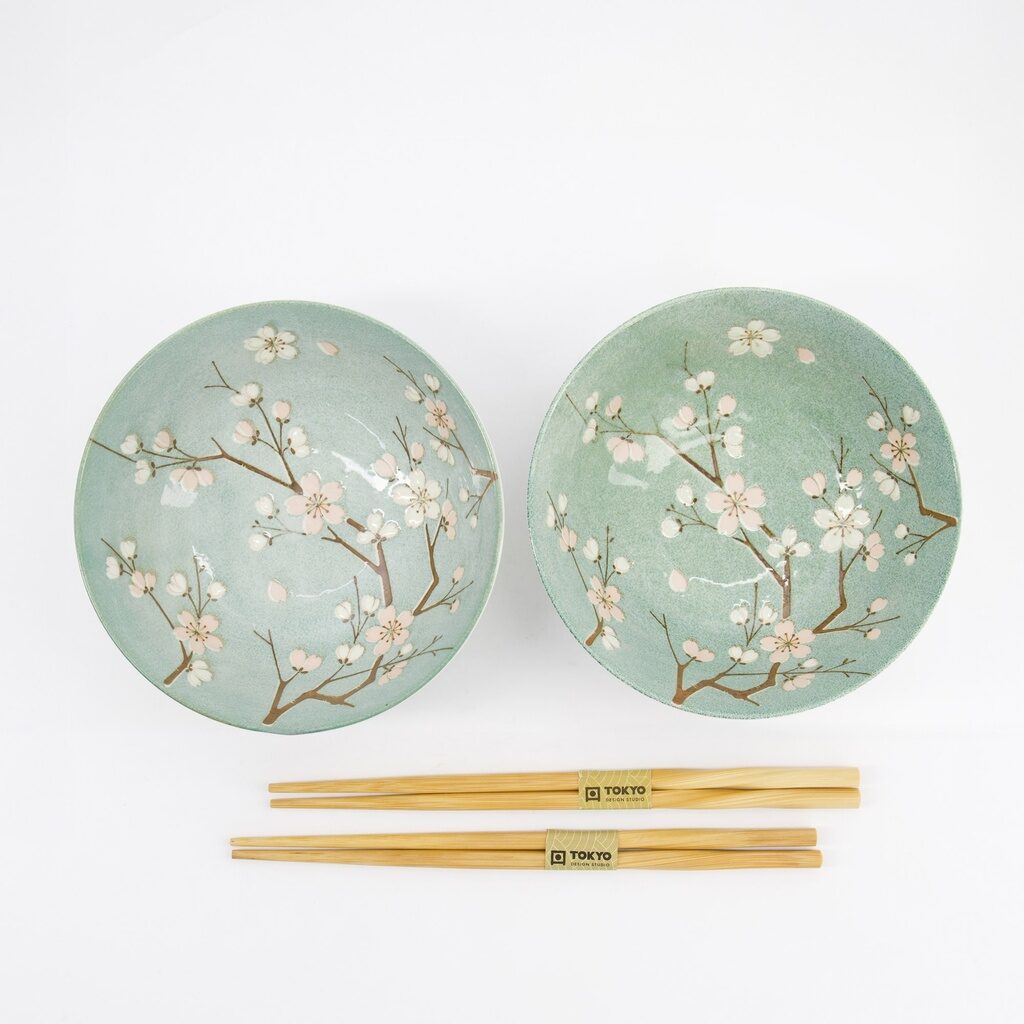 Set 2 ciotole giapponesi Fujisakura verde con bacchette – Tokyo Design Studio - immagine 5
