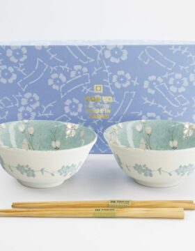 Set 2 ciotole giapponesi Fujisakura verde con bacchette – Tokyo Design Studio