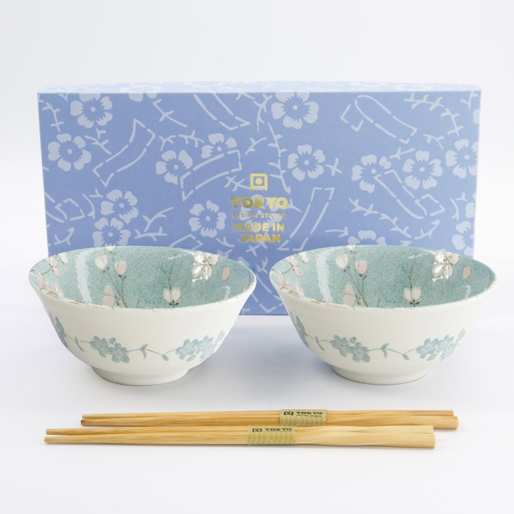 Set 2 ciotole giapponesi Fujisakura verde con bacchette – Tokyo Design Studio