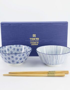 Set 2 ciotole giapponesi Nippon Blue con bacchette – Tokyo Design Studio