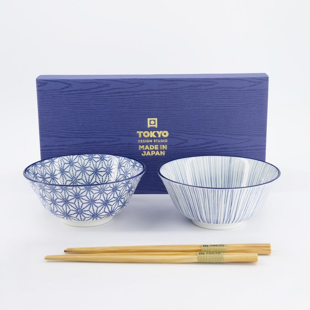 Set 2 ciotole giapponesi Nippon Blue con bacchette – Tokyo Design Studio