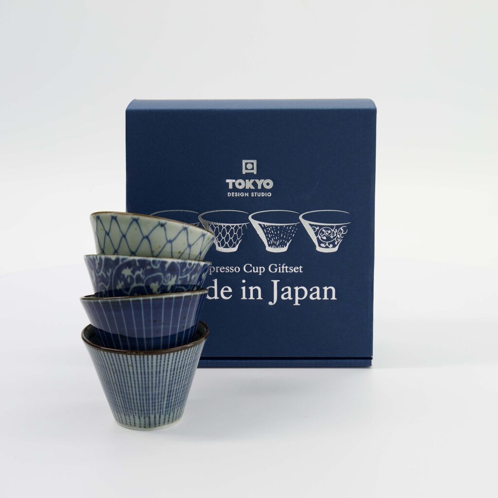 Set 4 tazzine espresso giapponesi Mashiko blu – Tokyo Design Studio - immagine 4