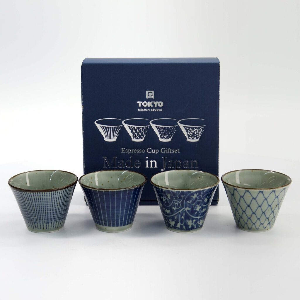 Set 4 tazzine espresso giapponesi Mashiko blu – Tokyo Design Studio - immagine 7