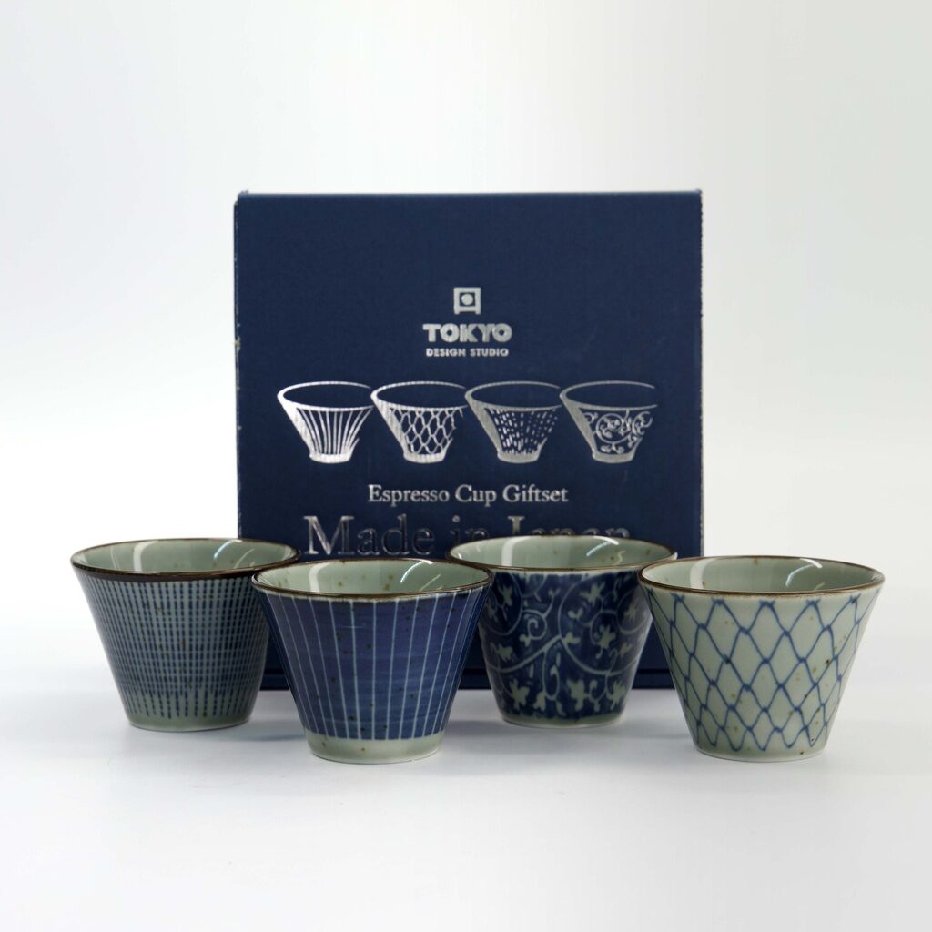 Set 4 tazzine espresso giapponesi Mashiko blu – Tokyo Design Studio - immagine 6