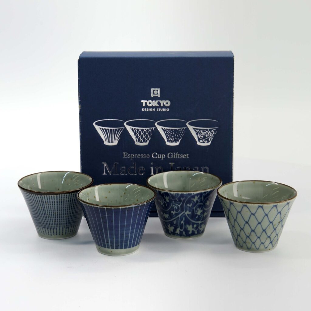 Set 4 tazzine espresso giapponesi Mashiko blu – Tokyo Design Studio