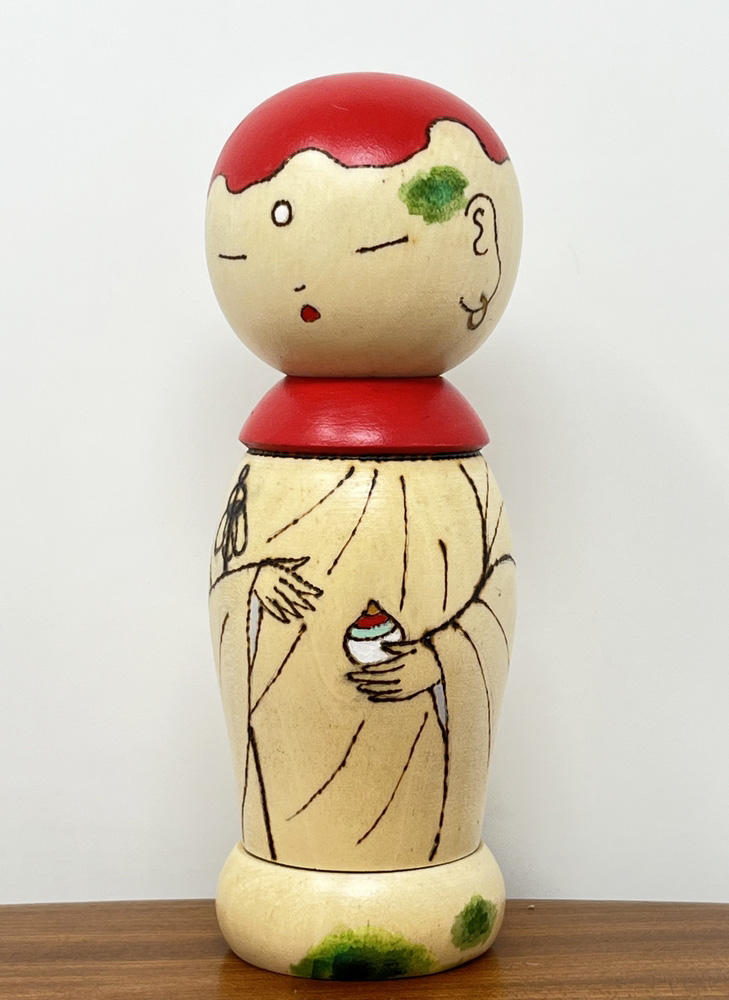 Esclusiva Kokeshi “Nomichi” - Jizō “Sentiero di Campagna” di Oki Yasunobu - immagine 2