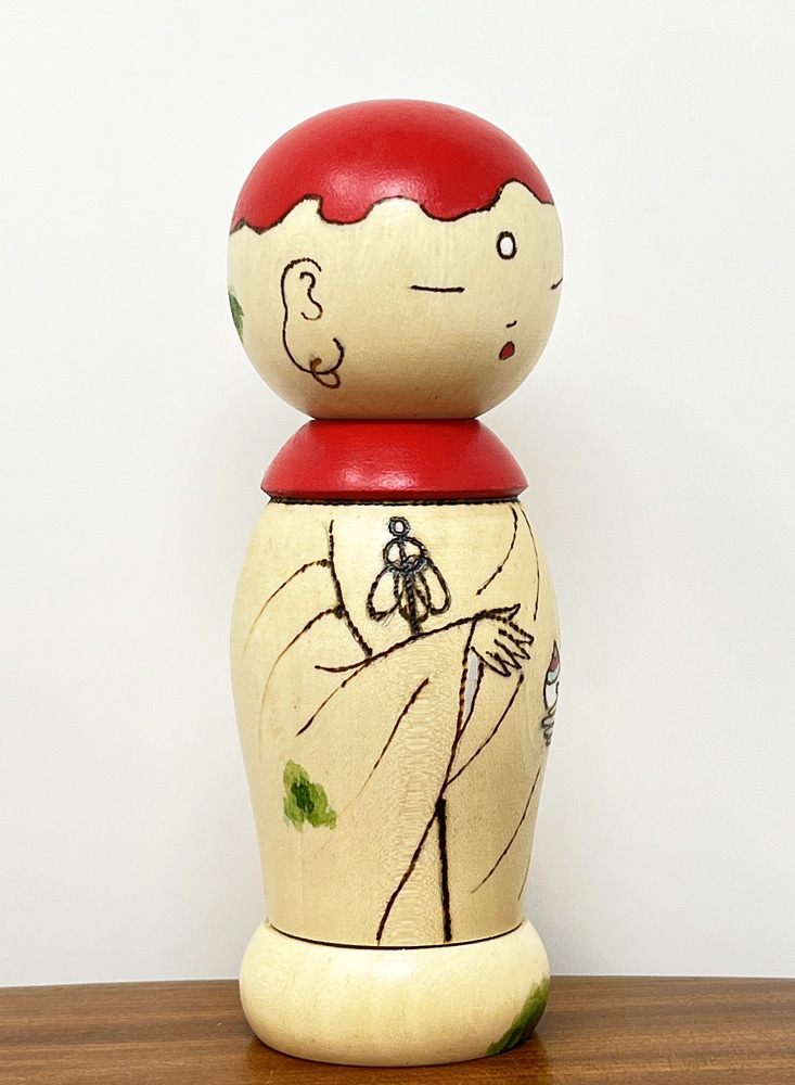 Esclusiva Kokeshi “Nomichi” - Jizō “Sentiero di Campagna” di Oki Yasunobu - immagine 5