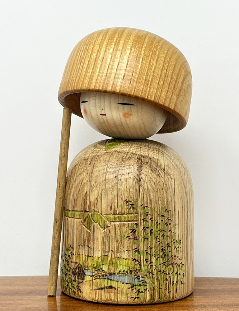 Esclusiva Kokeshi Santoka "Seiryū" - "Ruscello dalle acque limpide" di Fumio Tomidokoro (Pezzo unico) - immagine 2