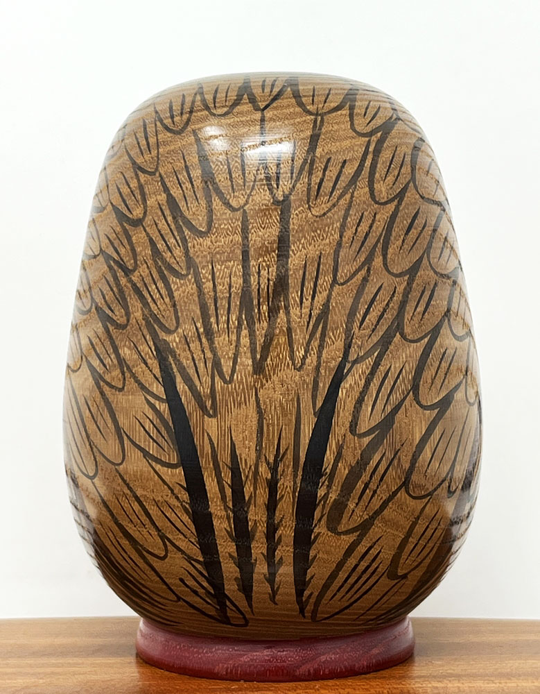 Rara Kokeshi vintage “Gufo Daruma” beneaugurante del Maestro Sato Kazuo - immagine 3