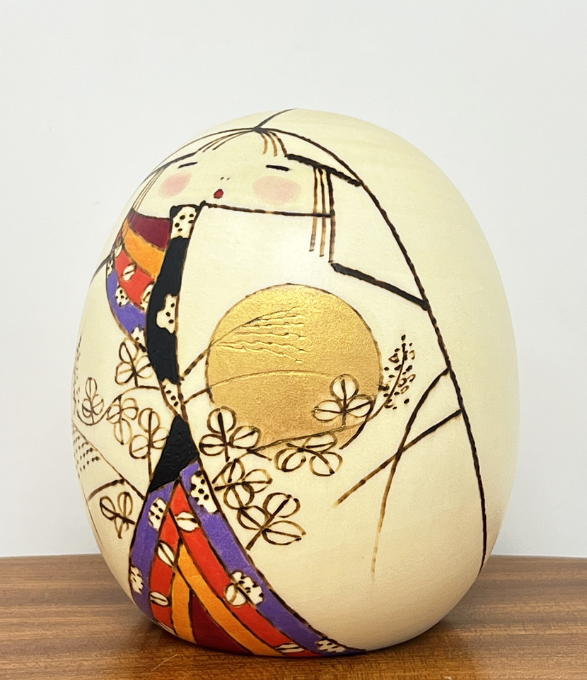 Rara kokeshi vintage "Mangetsu" - "Luna Piena" di Sansaku Sekiguchi - immagine 2