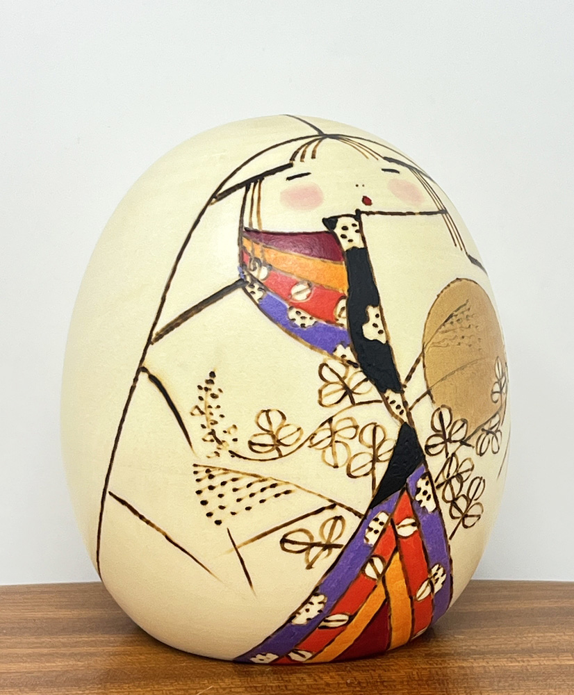 Rara kokeshi vintage "Mangetsu" - "Luna Piena" di Sansaku Sekiguchi - immagine 5