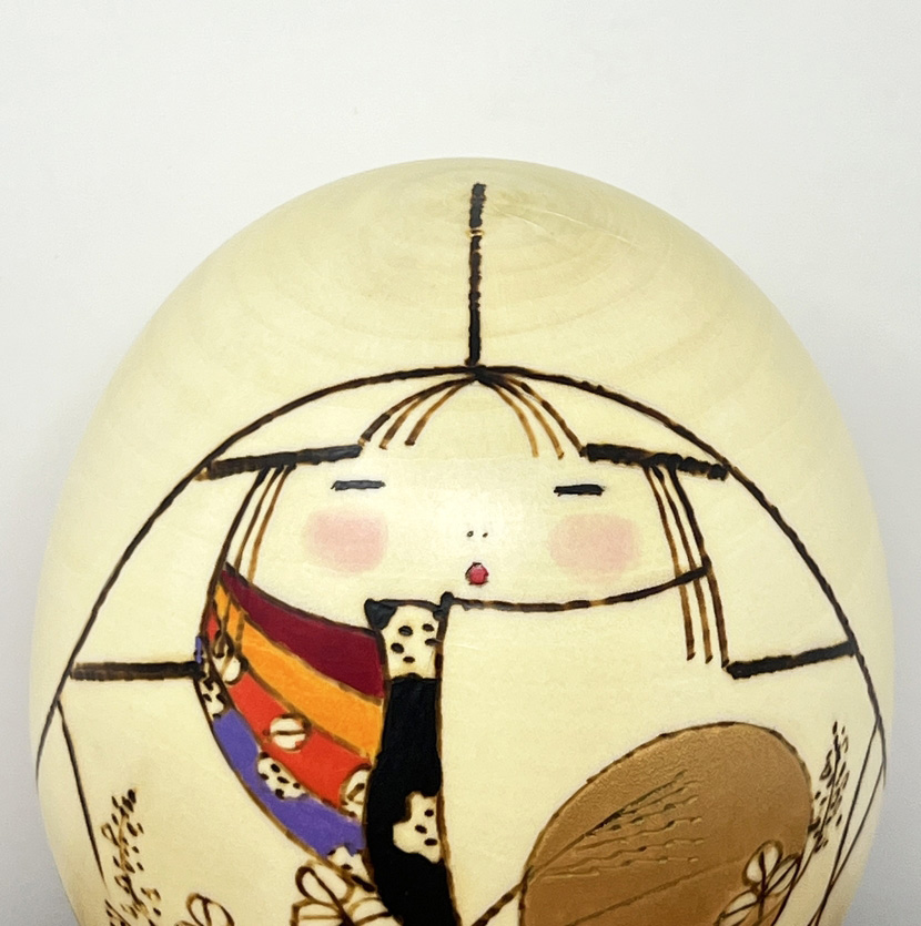 Rara kokeshi vintage "Mangetsu" - "Luna Piena" di Sansaku Sekiguchi - immagine 6