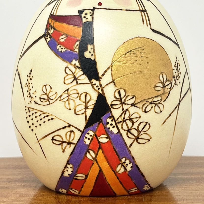 Rara kokeshi vintage "Mangetsu" - "Luna Piena" di Sansaku Sekiguchi - immagine 7